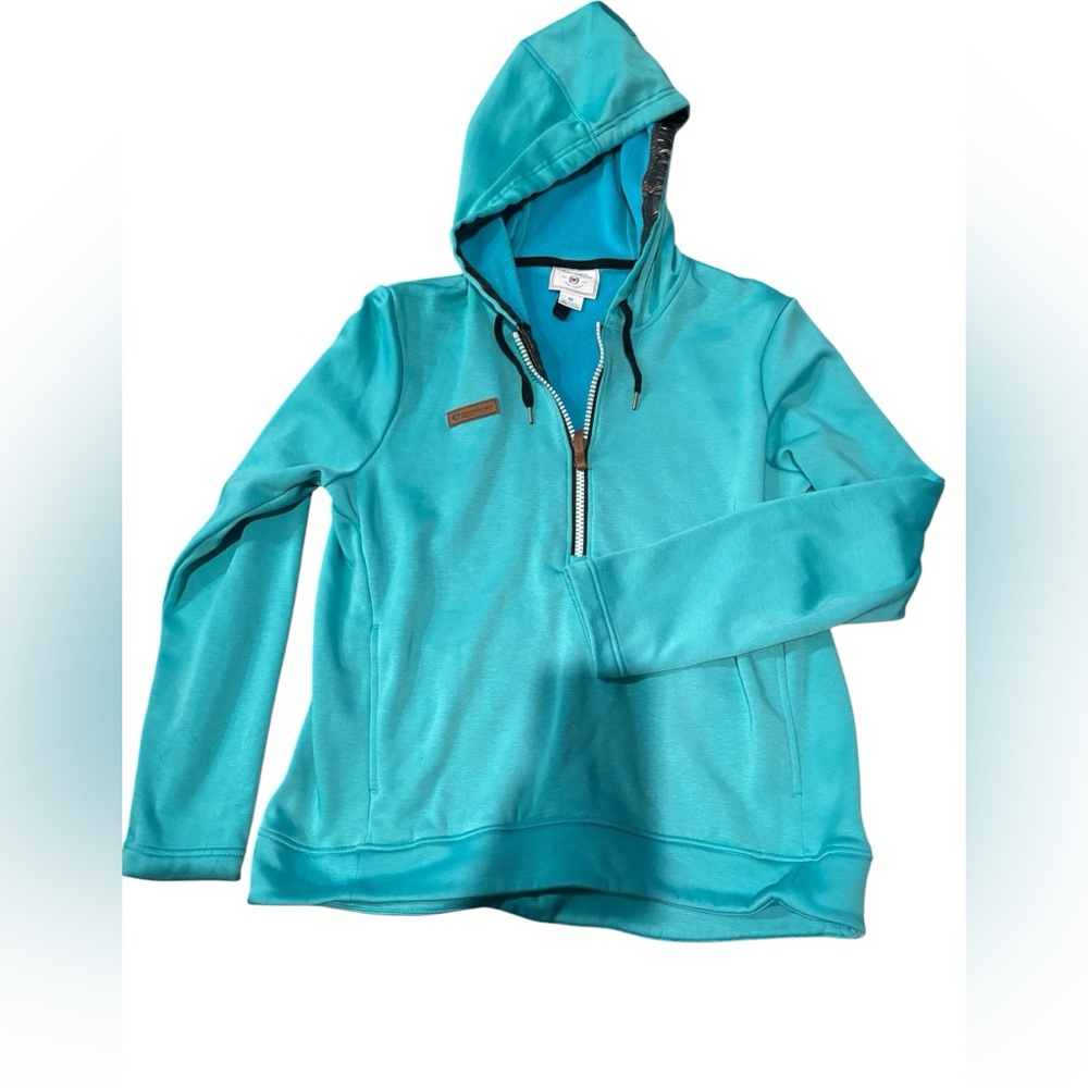 Obermeyer Heritage Collection Teal Half‎ Zip Hoodie Pullover Size M